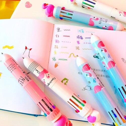 Christmas 10 Colors Ballpoint Pen Cute Cartoon Gel Pen Multifunction Retractable Roller Ball Pen School Office Stationery Supply