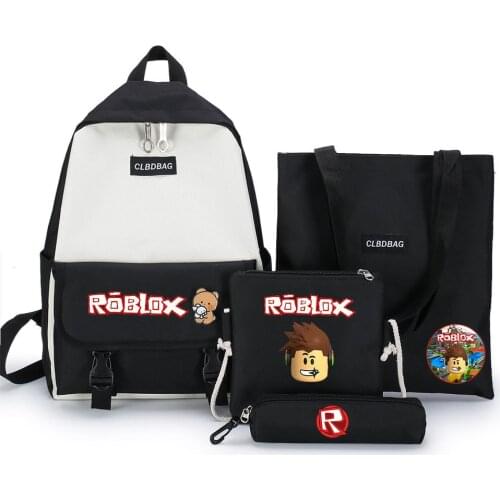 20L Robloxing Backpack 4pcs/set School Bag for Kids Boys Girls Fortress Night Game Printed Student Bookbag School Supplies