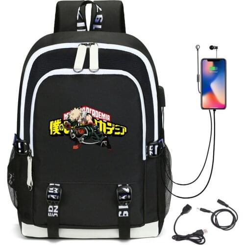 My Hero Academia Backpack Anime Character Deku Shoto Todoroki Print USB Large Capacity Bags Schoolbags Shoulderbags Travelbags