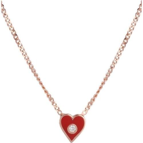 Silver Mesh Chain Red Cabochons White Single Stone Heart Necklace, best present options for Your Loved Ones