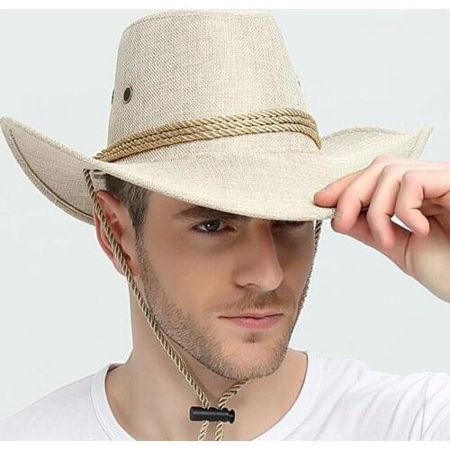 Western Cowboy Hat Man Summer Sunshade Fishing Cap Male Sun Protection Anti-ultraviolet Breathable Climbing Outdoor Hats H7268