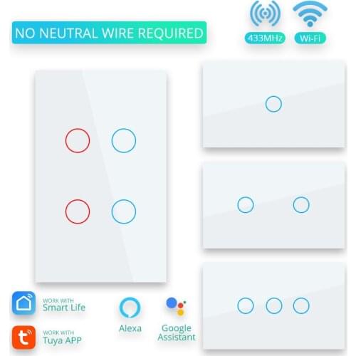 Tuya Smart Switch Wall Panel Touch Switch WIFI Wireless control Light Switch Circuit Breaker Smart Home Use Alexa Google Home