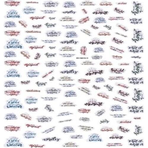 Fashional Hot Selling High Quality Nail Stickers Engliash Words Back Adhesive Light Traceless Nail Decals for Girls Student Gift