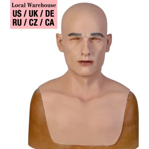 U-CHARMMORE Realistic Silicone Cosplay Halloween Soft Silica Gel Mode Handmade Party Headgear Props Male Masks Crossdressing