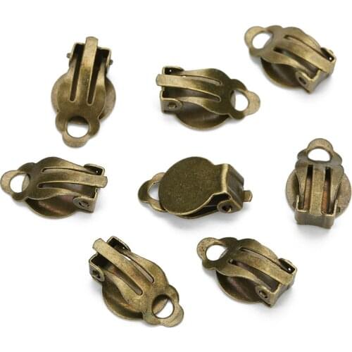 50pcs/lot 10x10mm Gold Silver NO Piercing Earrings Clips Blank Base Settings Craft for DIY Earrings Jewelry Making Findings