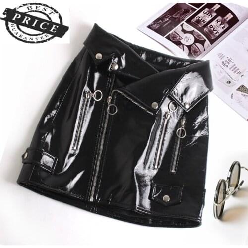Women Genuine Leather Skirts Spring Autumn Real Sheepskin Skirt Mini Short Skirt Elegant Ladies Black Skirts 2021 LWL1aa2