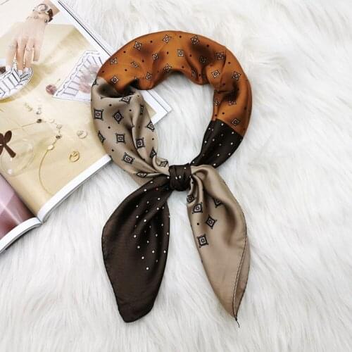 Lady Hair Scarf Fashion Female Print Small Silk Square Scarves Design Shawl And Wraps Bandana Women Foulard Accessories Summer