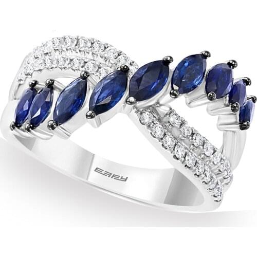 Milangirl Fashion Silver Plated Color Inlaid Dark Blue Water Drop Crystal Rhinestone Female Ring for Women Party Jewelry