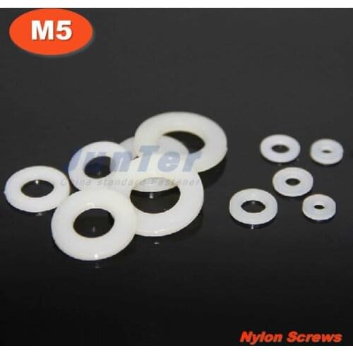 100pcs/lot DIN125 M5(ID) x 10(OD) x 1mm Thick Nylon Flat Washer