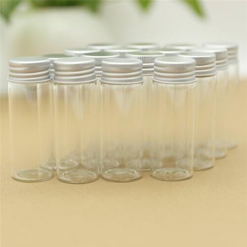 12 Pieces 30*80mm 40ml Small Glass bottle Silver Screw Cap Test Tube Storage Containers Tiny Glass Spice Vial Bottle & jars