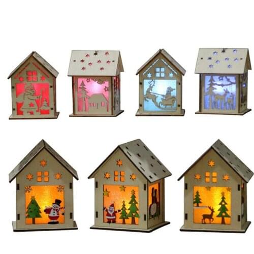 20pcs/lot Festival Led Light Wood House Christmas Tree For Home Hanging Ornaments Holiday Nice Xmas Gift Wedding