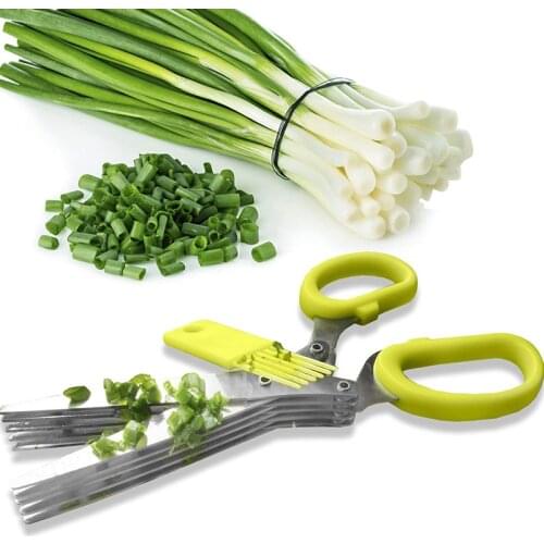 5 Layers KItchen Scissors Scallion Cutter Herb Laver Cutter Knife Multifunctional Vegetable Cutting Shears Kitchen Accessories