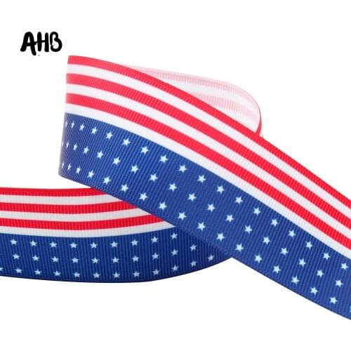 AHB 5y 38mm Grosgrain Ribbon Flag Thermal Transfer Printed Ribbon DIY Hair Accessories Festival Celebration Decor Accessories