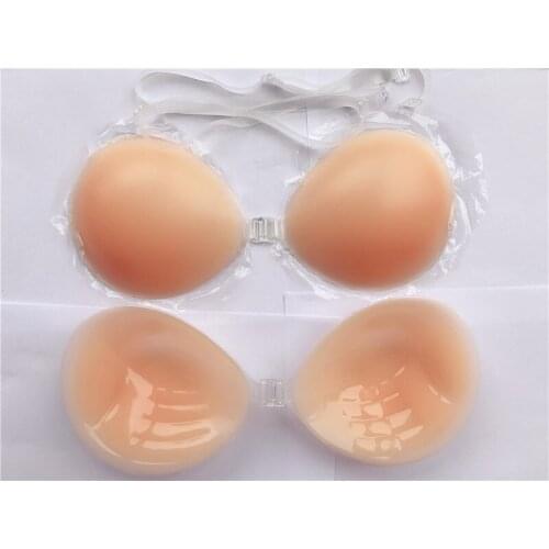 2019 Invisible Stick on Bra Self-Adhesive Silicone Bust Front Closure Push up Bras Backless with 2 Clear Straps