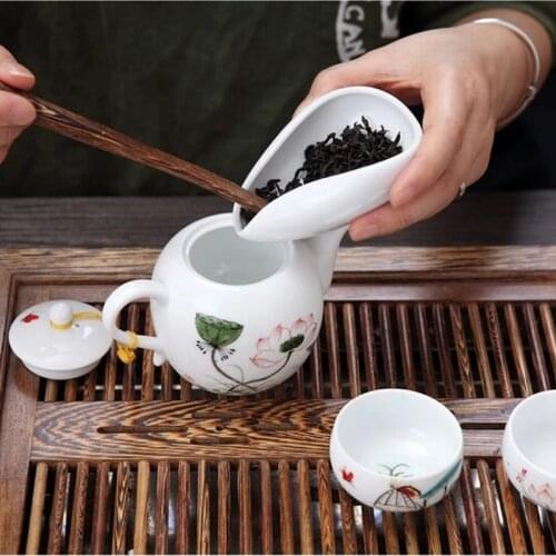 White Porcelain Tea Lotus Porcelain Tea Set Blue and White Porcelain Tea Spoon Kung Fu Tea Set Tea Ceremony Accessories