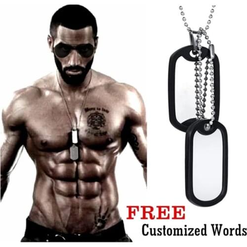 DIY Military Pendant Stainless Steel Silver lettering Necklace Mens Customized Carving Personalized Name Plate Jewelry