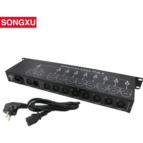 DMX512 Splitter Light Signal Amplifier Splitter 8 way DMX Distributor for moving head par cans stage dj effect fogger/SX-EL010