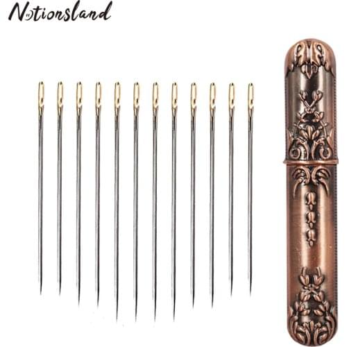 24pcs Self Threading Needle Pins Hand Sewing Needles&Vintage Needle Case For Needlework Repair Stitch DIY Sewing Tools