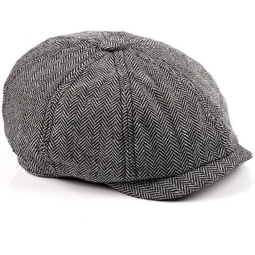Men British Style Octagonal Hats Newsboy Cap Beret Hat Men Women Hat Tweed Gatsby Octagonal Herringbone Vintage Ivy Hats