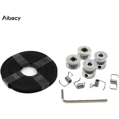 Aibecy 2Pcs GT2 Pulley Wheel 20 Teeth Bore 5mm + 2m GT2 Timing Belt 6mm Width + 2Pcs Idler+4Pcs Tensioner Torsion Spring+Wrench