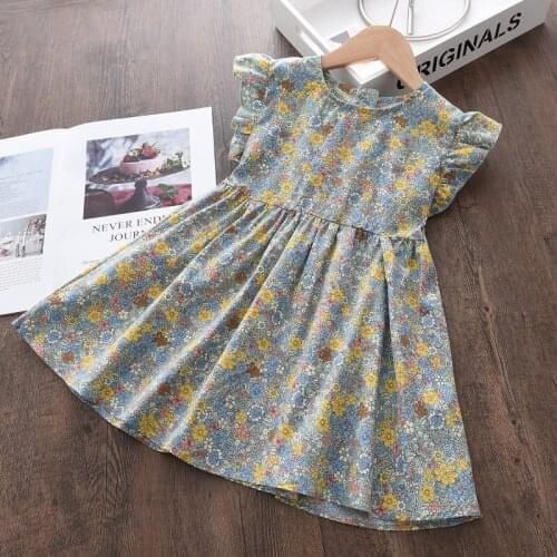 Baby Girls Floral Sweet Dresses New Fashion Kids Summer Princess Clothes Children Party Vestidos Korean Style Ruffles Clothing