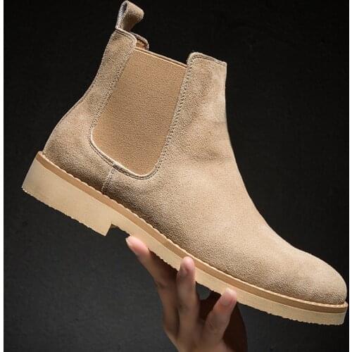 2020 Top Quality Fashion Tide Boots Men Big Size 38- 45 46 47 Mens Shoes Casual Chelsea Boots Men suede Leather Great Design
