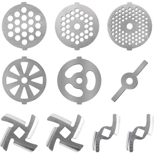 10Pcs Meat Grinder Blades Set, Stainless Steel Meat Grinder Plate Discs Sausage Stuffer Ring Food Grinding Blades