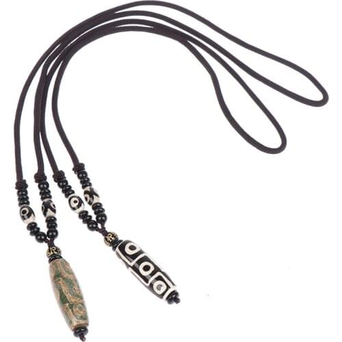 Natural Stone Materials Nine Eye Tibet Dzi Pendant Drop Choker Nacklace Fashionable Style Tibet Heaven Bead Bring Good Luck