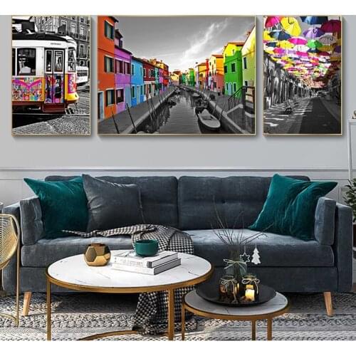 Nordic Modern Art Building Street Picture for Study Living Room Office Art Wall Printing Poster Home Decoration Canvas Painting
