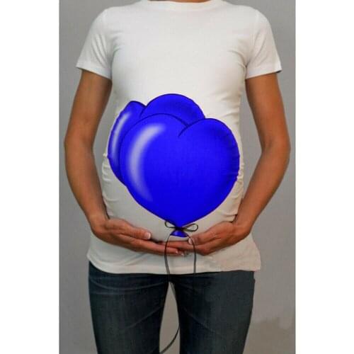 2019 New Pregnant T Shirt Maternity Top With Round Neck And Short Sleeve Womens Wear Personality Balloons Pregnant Clothes Mum