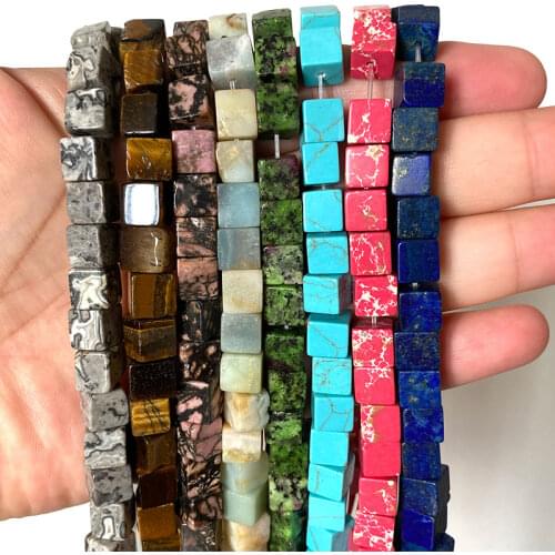 2021 New Natural Square Stone Beads Rose Quartzs Lapis Lazuli Jades Epidote For Jewelry Making DIY Bracelet Necklace 15'' 4*4mm