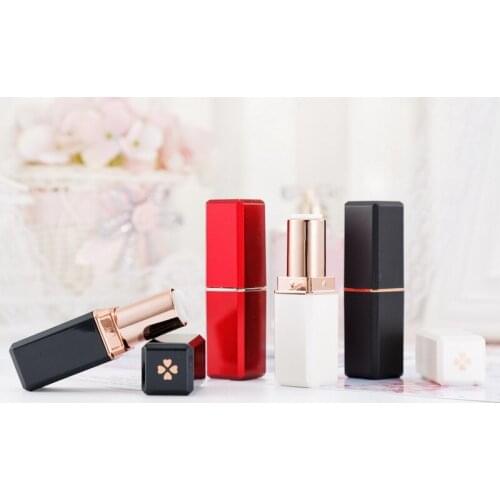 Wholesale Empty 12.1 Four-leaf clover square gold red black white lipstick tube 50pcs