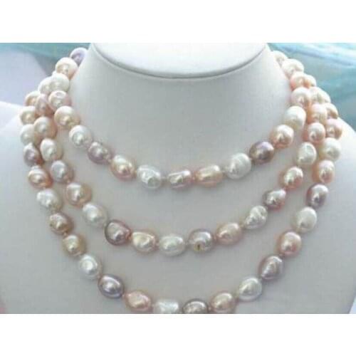 NEW long 42 "8-9mm baroque multicolor freshwater pearl necklace AAA