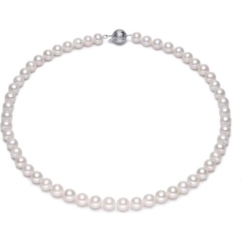 NYMPH Pearl Necklace Fine Jewelry Natural Round Freshwater Choker Stone 9-10mm Wedding Gift For Women X310