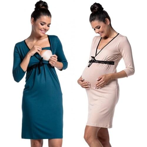Nursing Pajamas Lace V Neck Pregnant Breastfeeding Nightgown Women Maternity Fashhion Sleepwear for Pregnancy Nightwear