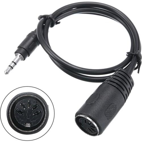 POHIKS 1pc Black 3.5mm Jack to 5Pin DIN Adapter Cable Mini Headphone Cellphone Tablet Converter Cables