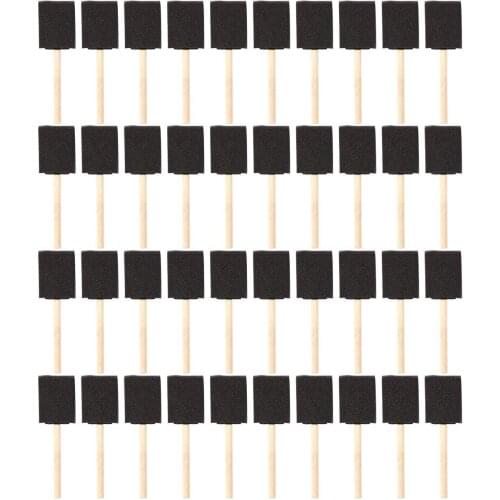 PPYY NEW -2 inch Foam Sponge Wood Handle Paint Brush Set (Value Pack of 40) - Lightweight, durable and great for Acrylics, Sta