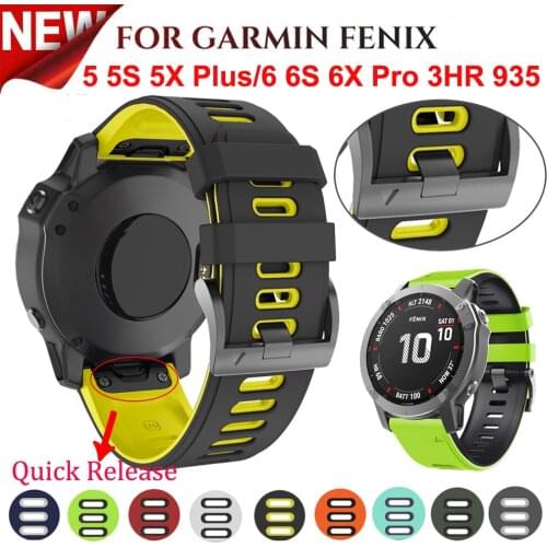 26 22 20MM Watchband Strap for Garmin Fenix 5 5X 3 HR Fenix 6X 6 6S Pro S60 MK1 Watch Quick Release Silicone Easyfit Wrist Band