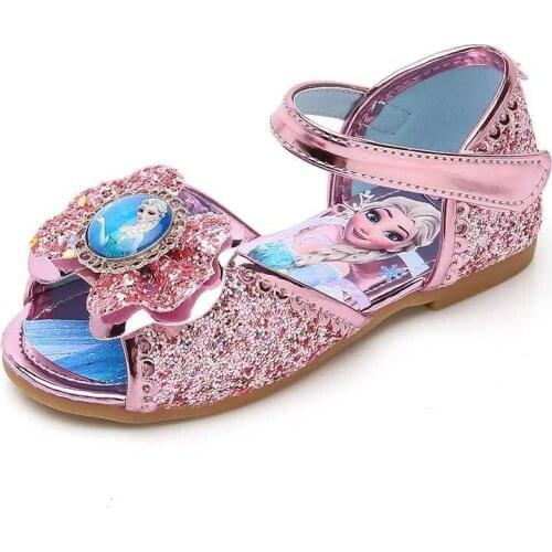 Disney girls frozen cartoon Sandals princess crystal non-slip soft bottom kids show party dance shoes