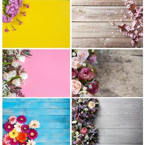 SHENGYONGBAO Spring Flowers Petal Wood Plank Photography Backdrops Baby Pet Photo Background Studio Props Decor 210318MHZ-04