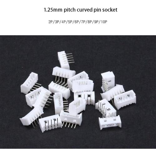 100pcs 1.25mm plug-in connector curved pin plug-in board 2/3/4/5/6/7/8/9/10P etc