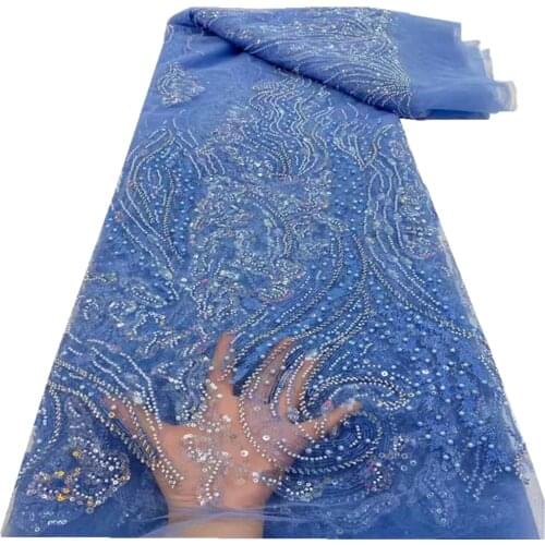 SJ Lace African Beaded Lace Fabric 2021 Embroidered Nigerian Lace Fabrics Bridal High Quality Lace French Net Lace Fabric r4-30