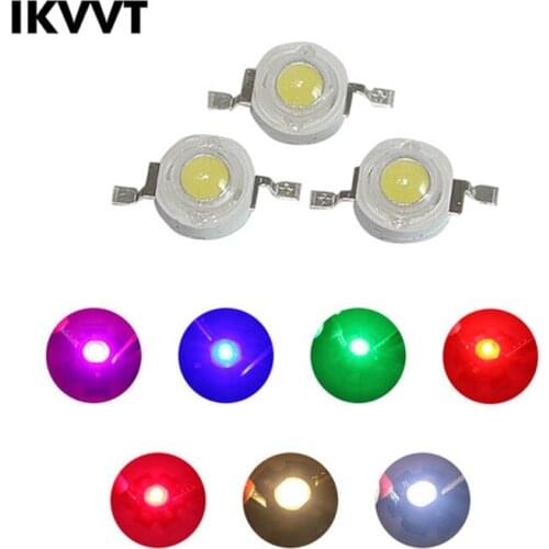 100Pcs 1W High Power LED Chip Warm White Red Green Blue Yellow Full Spectrum For LED Spotlight 260-350mA Lamp Light Beads Diode