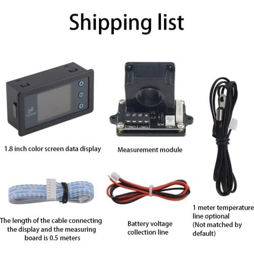 Vac9610s Battery Capacity Tester Voltage Current Indicator Panel Coulomb Meter Coulometer 60KW Hall Coulomb Power Thermometer