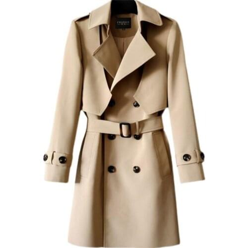 Mid-length trench coats mens fake two-piece windbreaker clothes mens 2021 spring and autumn new fashion low-luxury long-sleeved