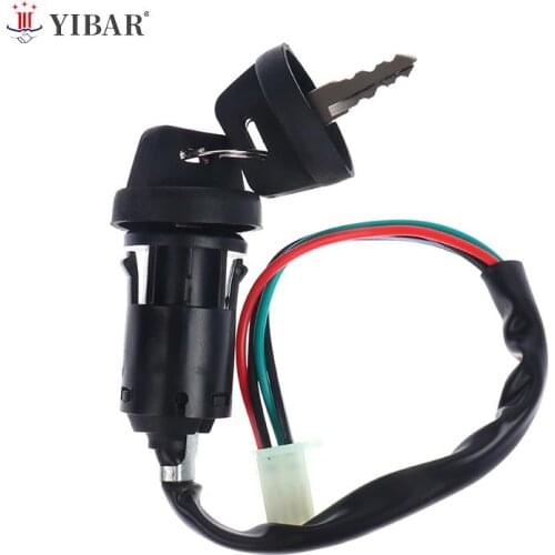 Universal 4 Wires Ignition Barrel Switch With 2 Key For Motorcycle Bike ATV