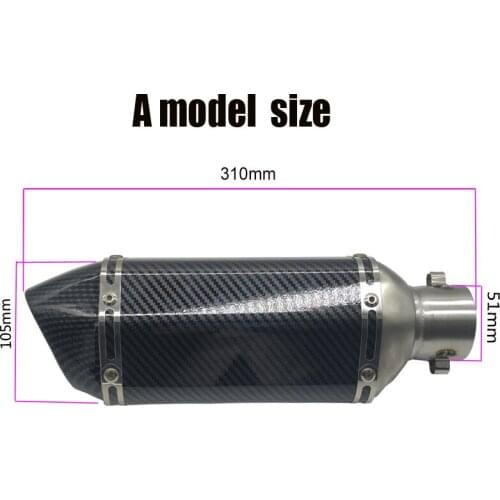 MOTERCROSS Carbon Fiber 51mm Motorcycle Exhaust Modify Motocross Exhaust Muffler For FZ6 CBR250 CB600 MT07 ATV Dirt Pit Bike