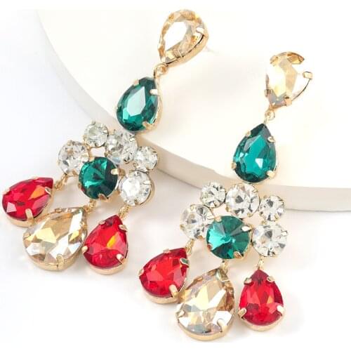 JIJIAWENHUA New Trend Ladies Rhinestone Drop Earrings Perfect Jewelry Fashion Quality Statement Accessories