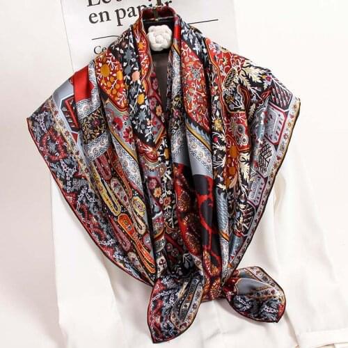 108x108cm Natural Silk Square Scarf for Women Print Bufanda Mujer Real Silk Headscarf Pure Silk Bandana 2021 New Foulard Femme