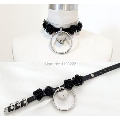 Women Handmade Lolita Clear Transparent Vinyl Leather Choker Stud Spikes Flower Collar Lock Key Heart exaggerate Round Necklace